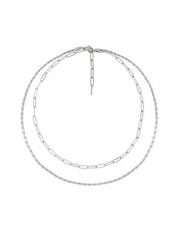 Layered Chain Necklace Silver