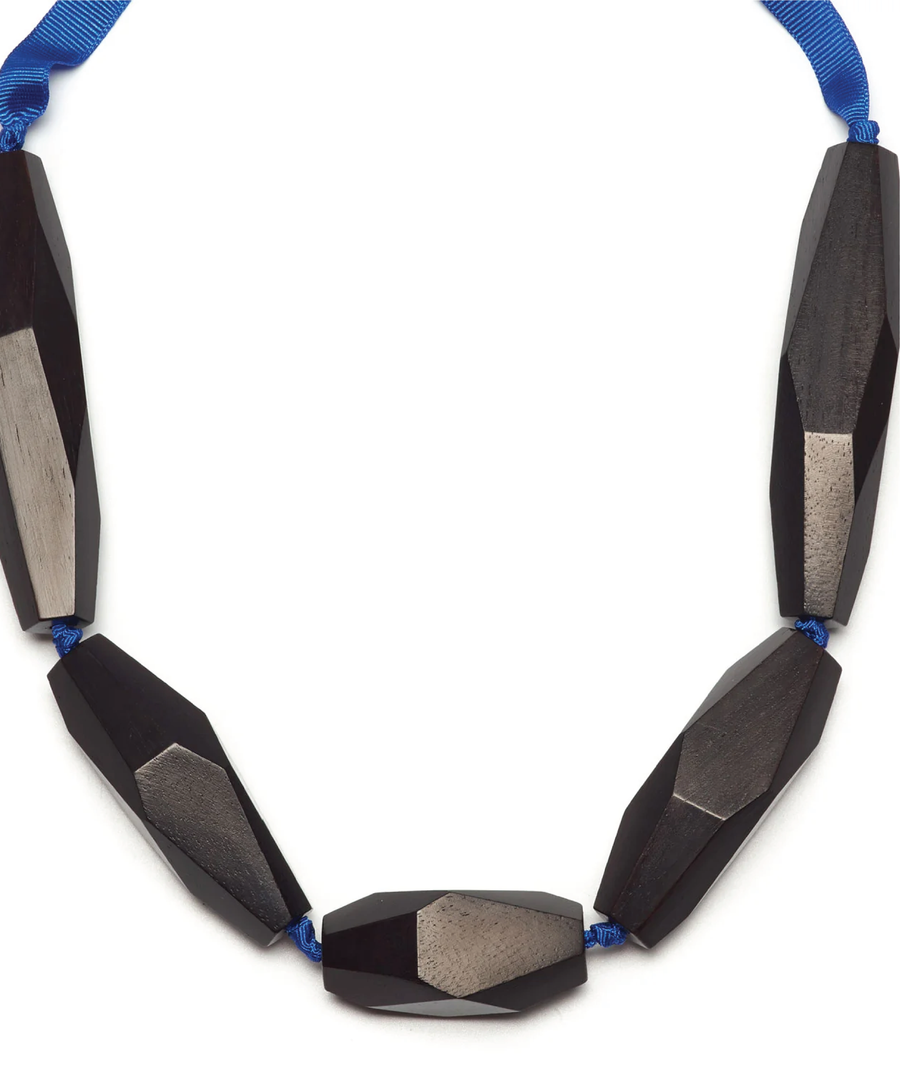Chunky Necklace with Blue tie