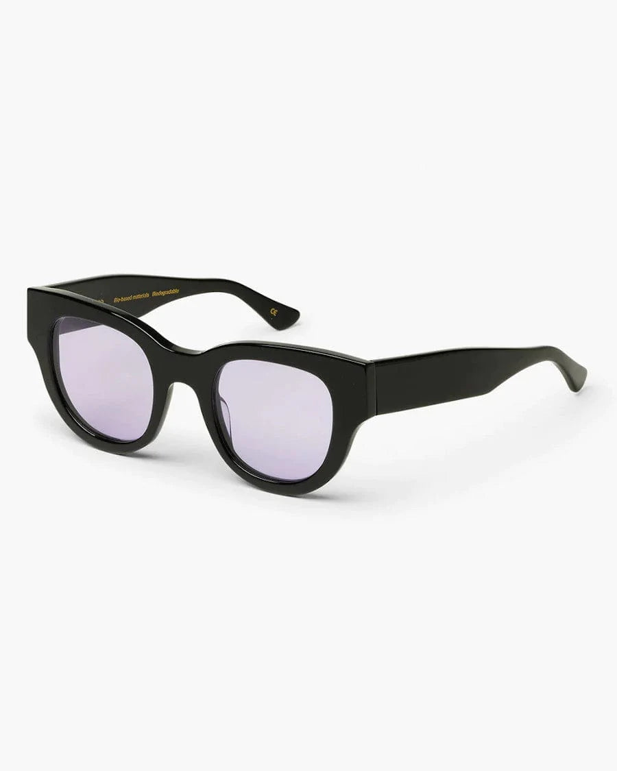 Black frame purple lens sunglasses discount
