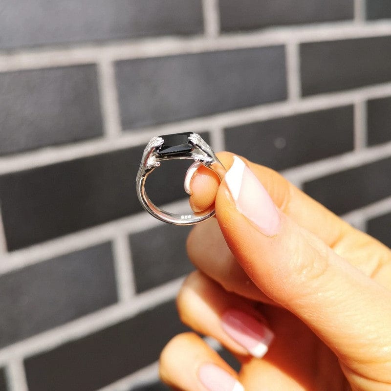 Fede Ring with Black Stone Silver