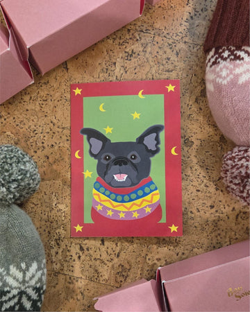 French Bulldog 'Frank' Christmas Jumper Card