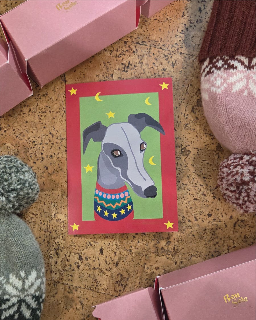 Greyhound Christmas Jumper Card