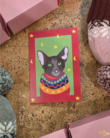Hairless Cat Christmas Jumper Card