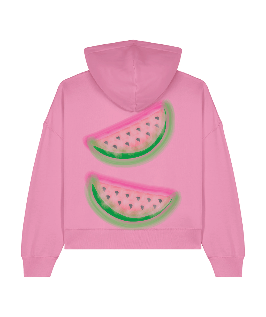 Double Watermelon Rose Cropped Hoodie