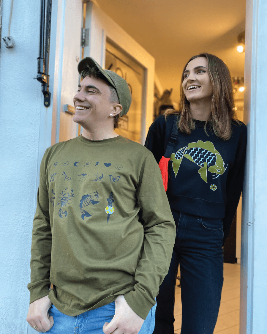 Tattoo Line Up Long Sleeved T-shirt Olive