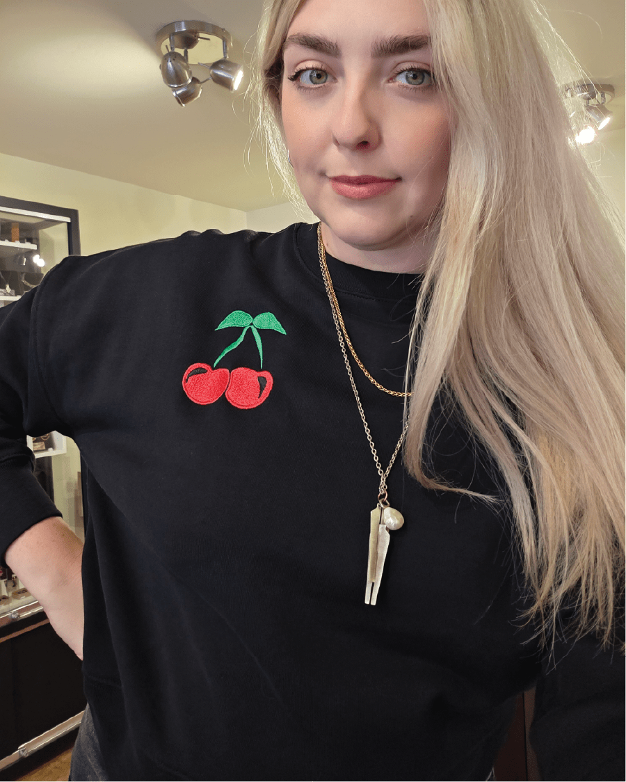 Embroidered Cherry Sweatshirt