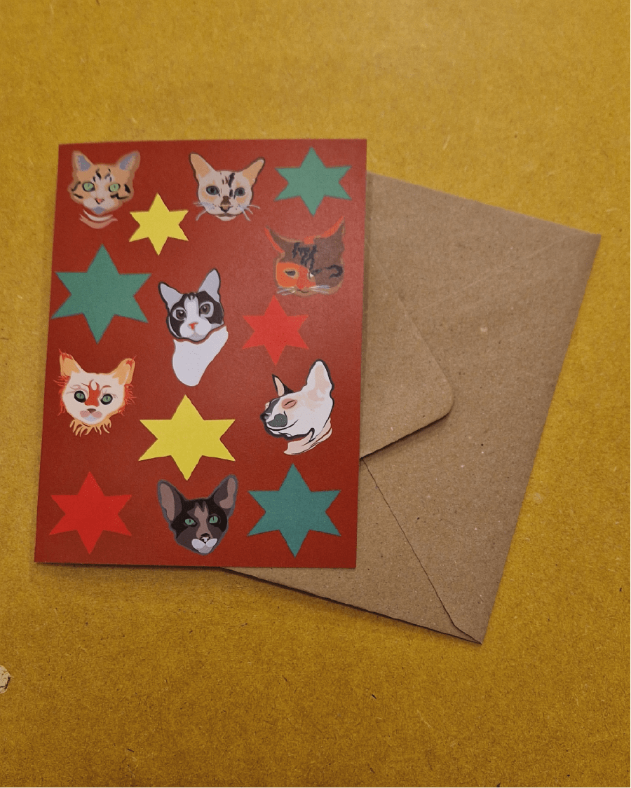 69b Cats Christmas Star Card