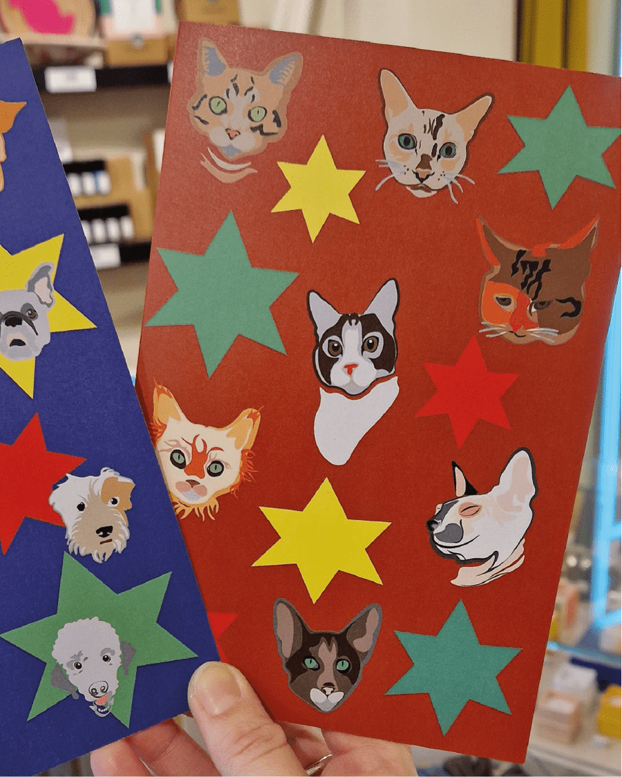 69b Cats Christmas Star Card