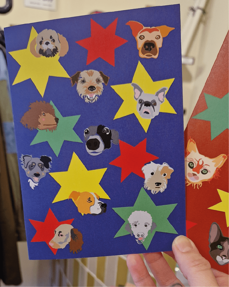 5 Pack 69b Dogs Christmas Star Cards