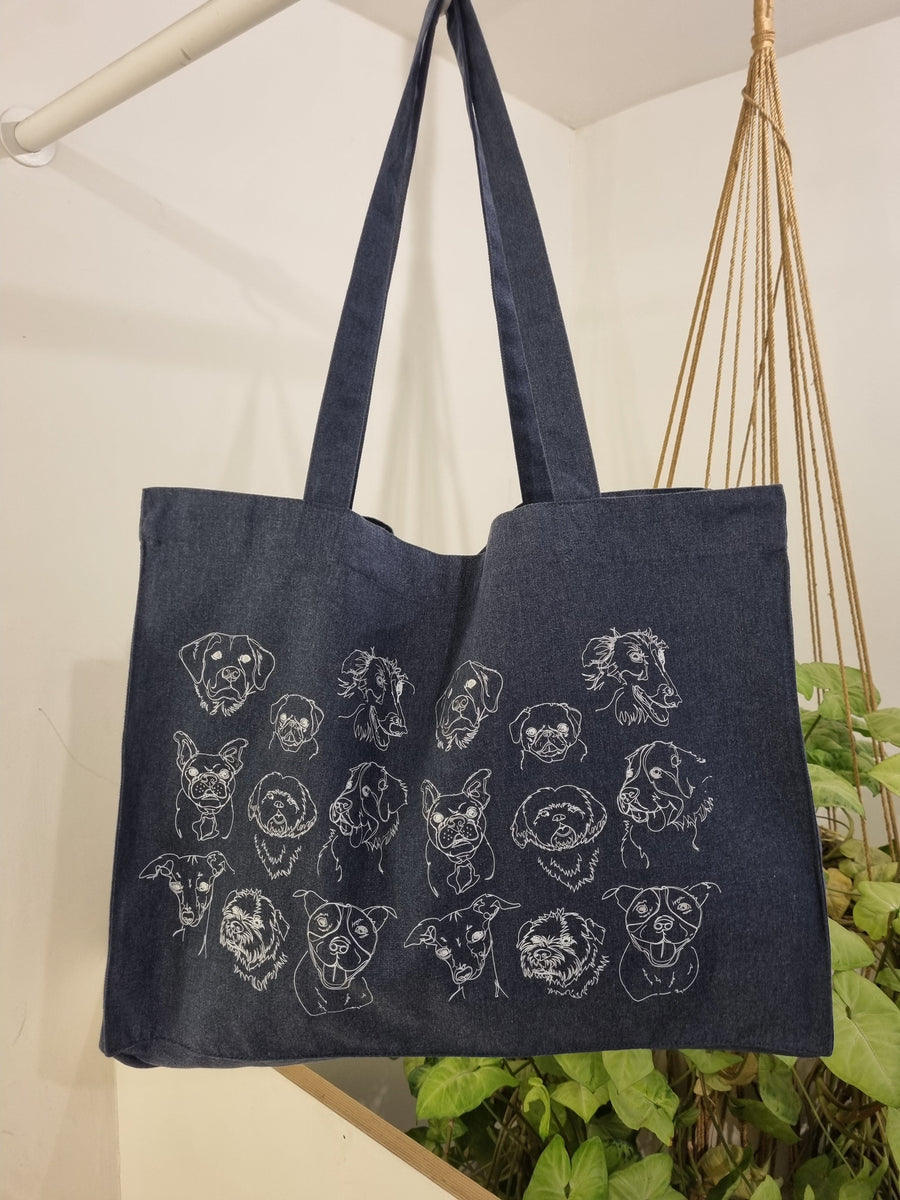 Dogs Shopping Bag Midnight Blue