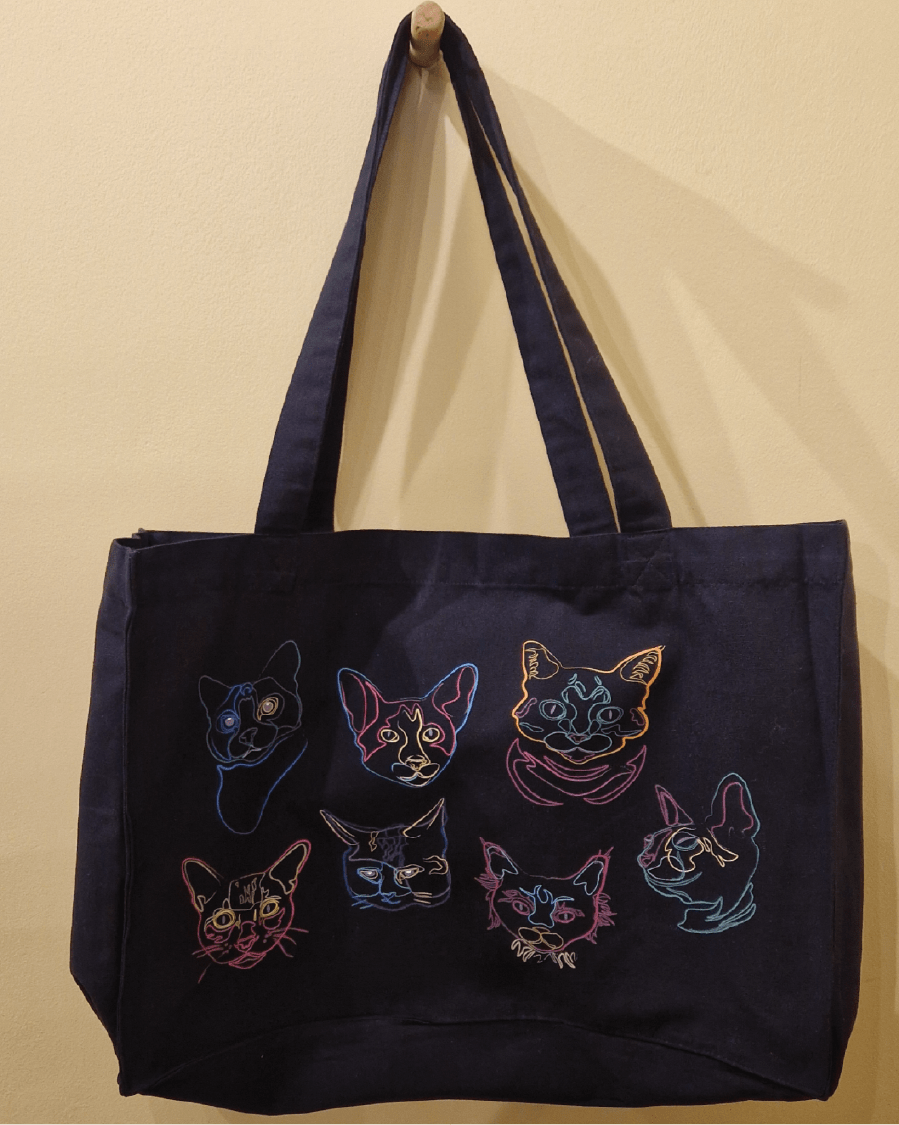 Neon Cat Tote Bag