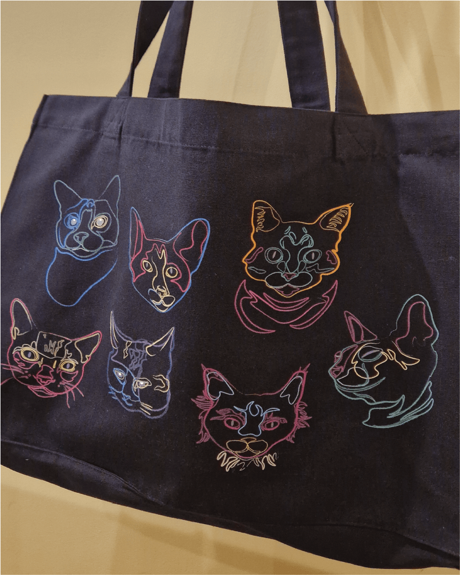 Neon Cat Tote Bag