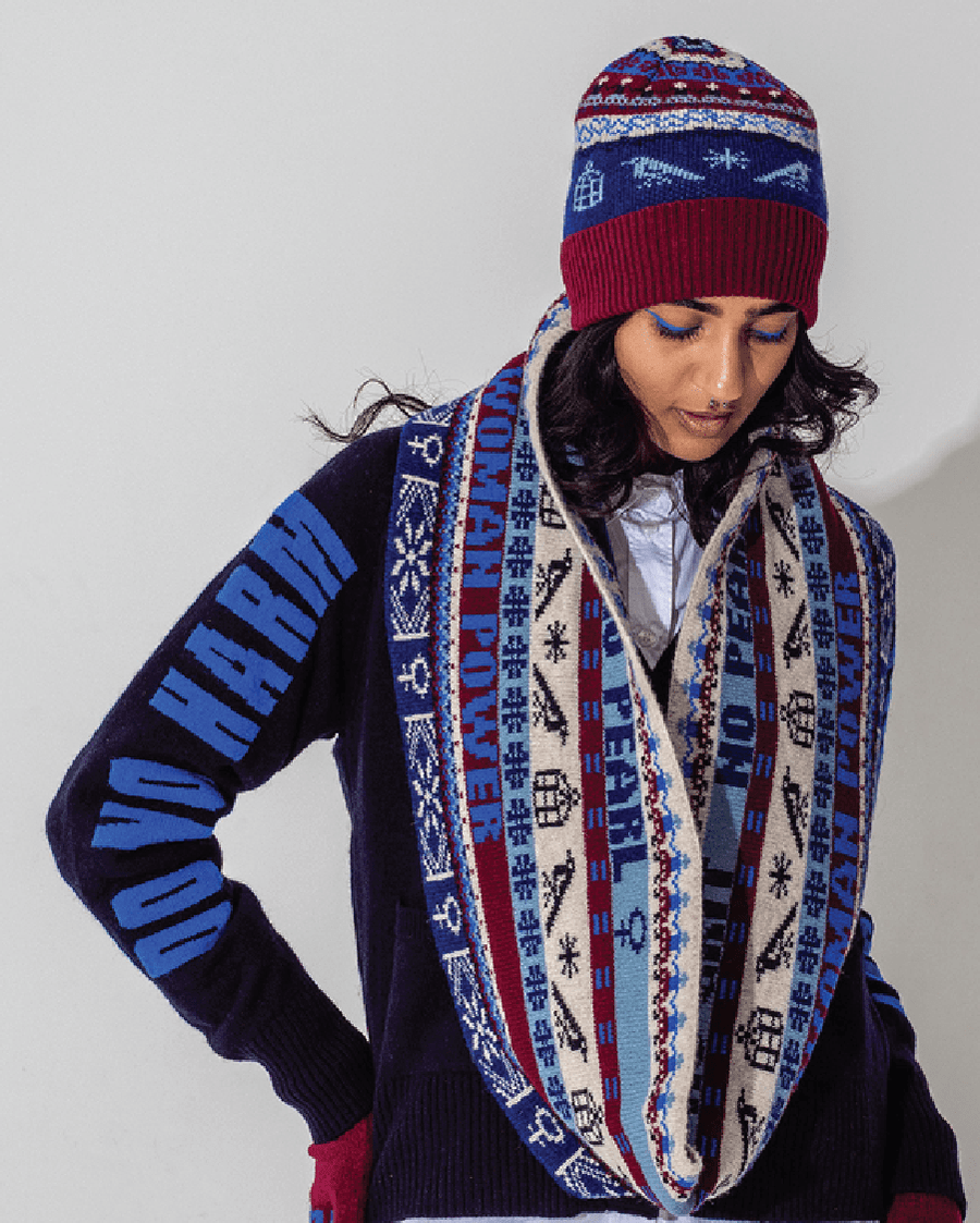 Fairisle Snood / Loop Scarf Klein & Claret