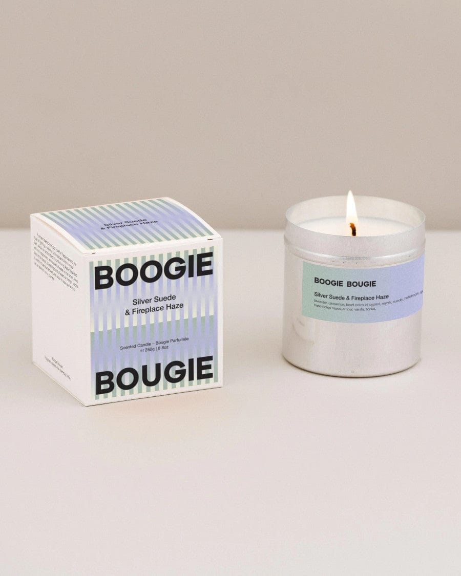 Silver Suede & Fireplace Haze Candle