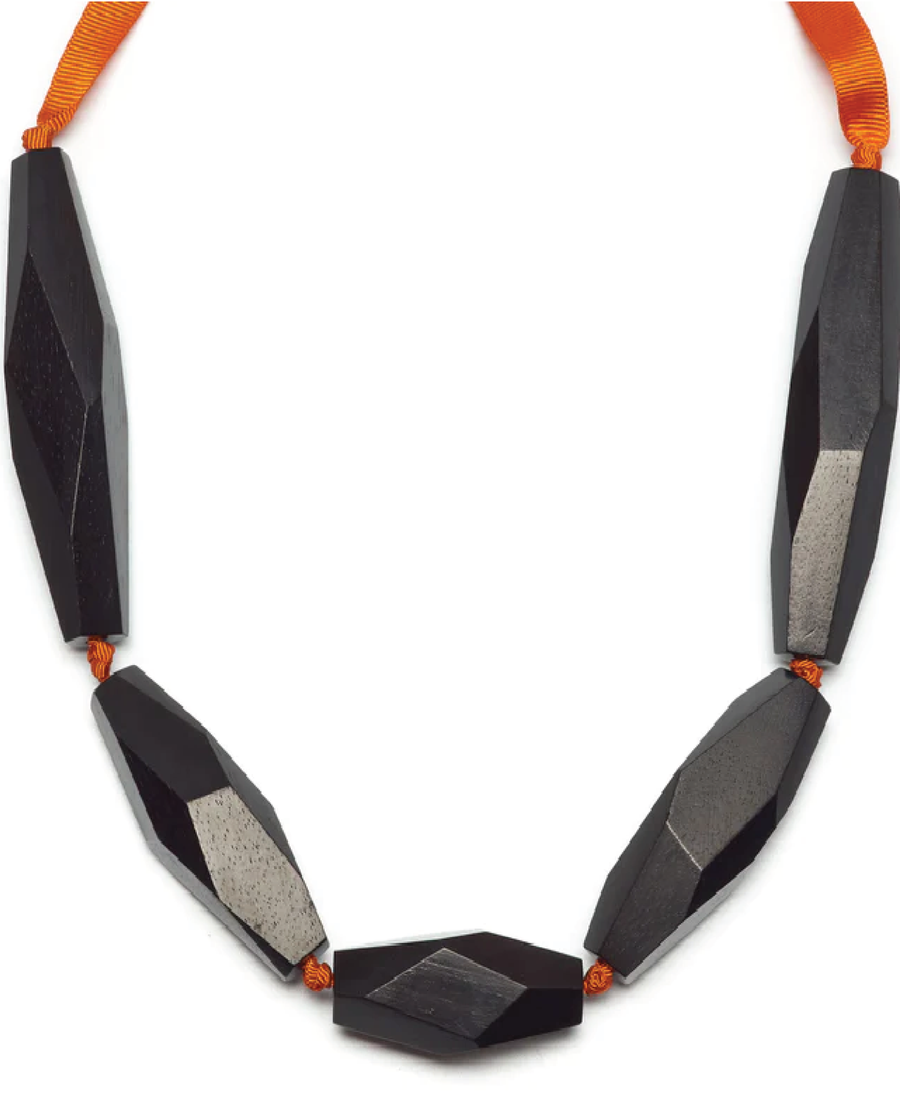 Chunky Necklace with Orange tie