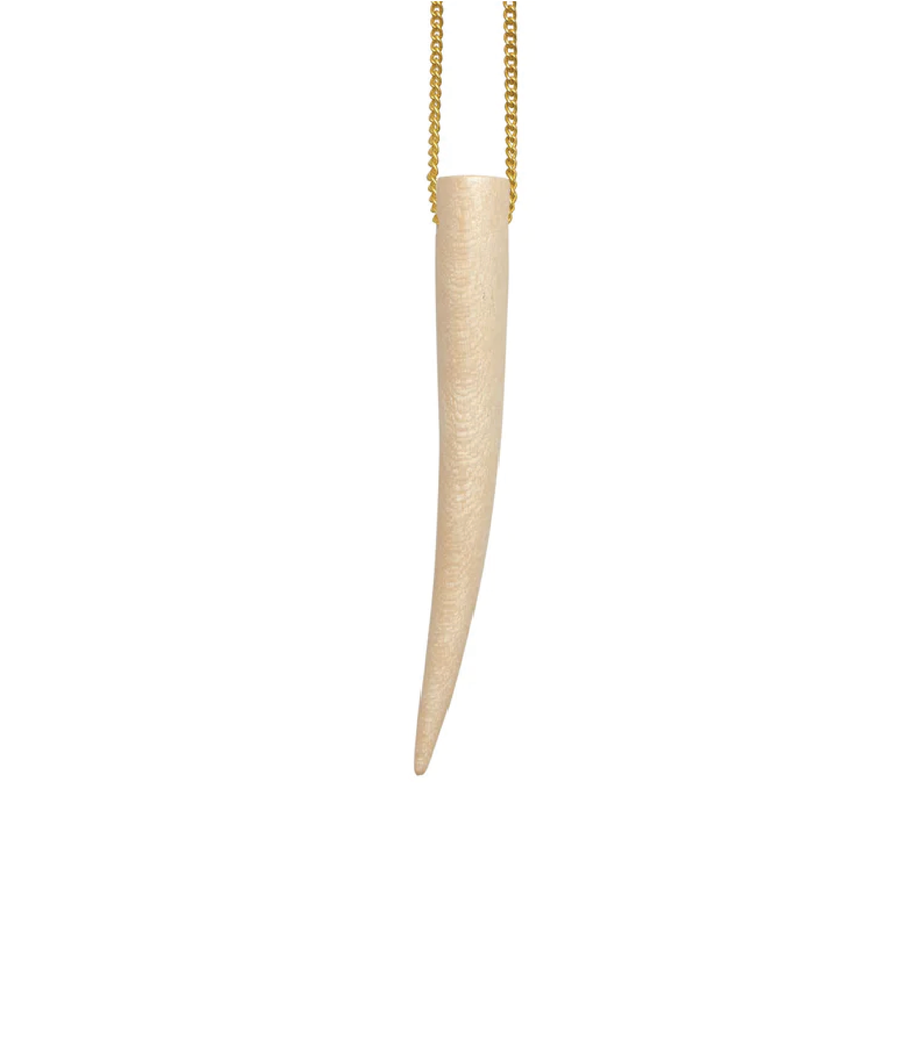 Long White Wood Horn Necklace