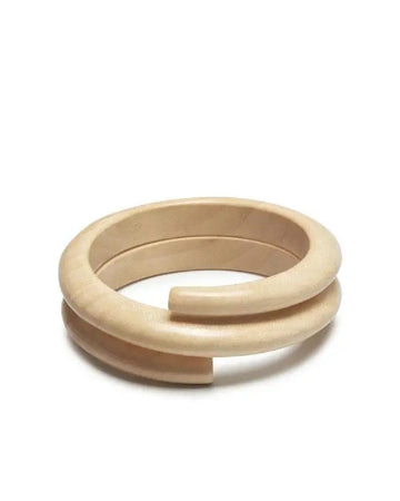 White Wood Spiral Bangle