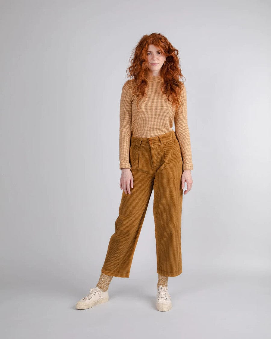 Corduroy Pleated Camel Trousers
