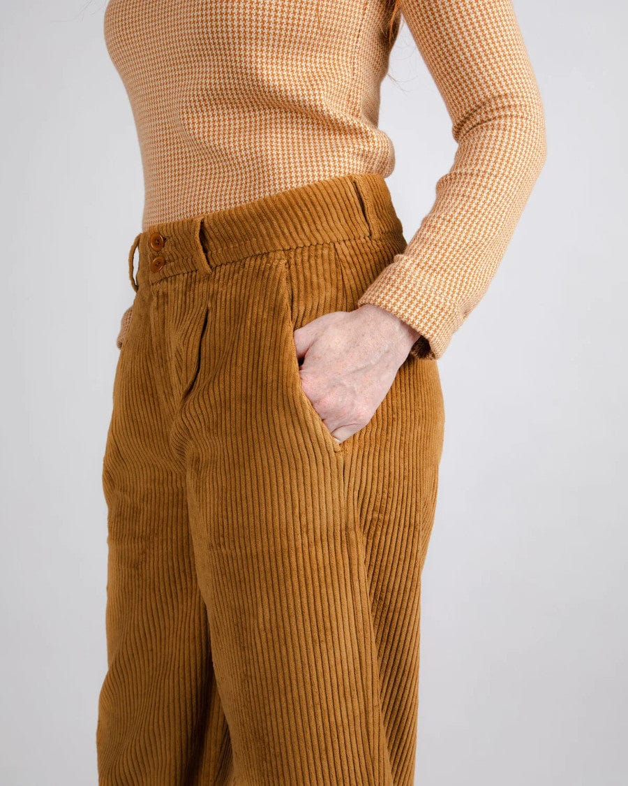 Corduroy Pleated Camel Trousers