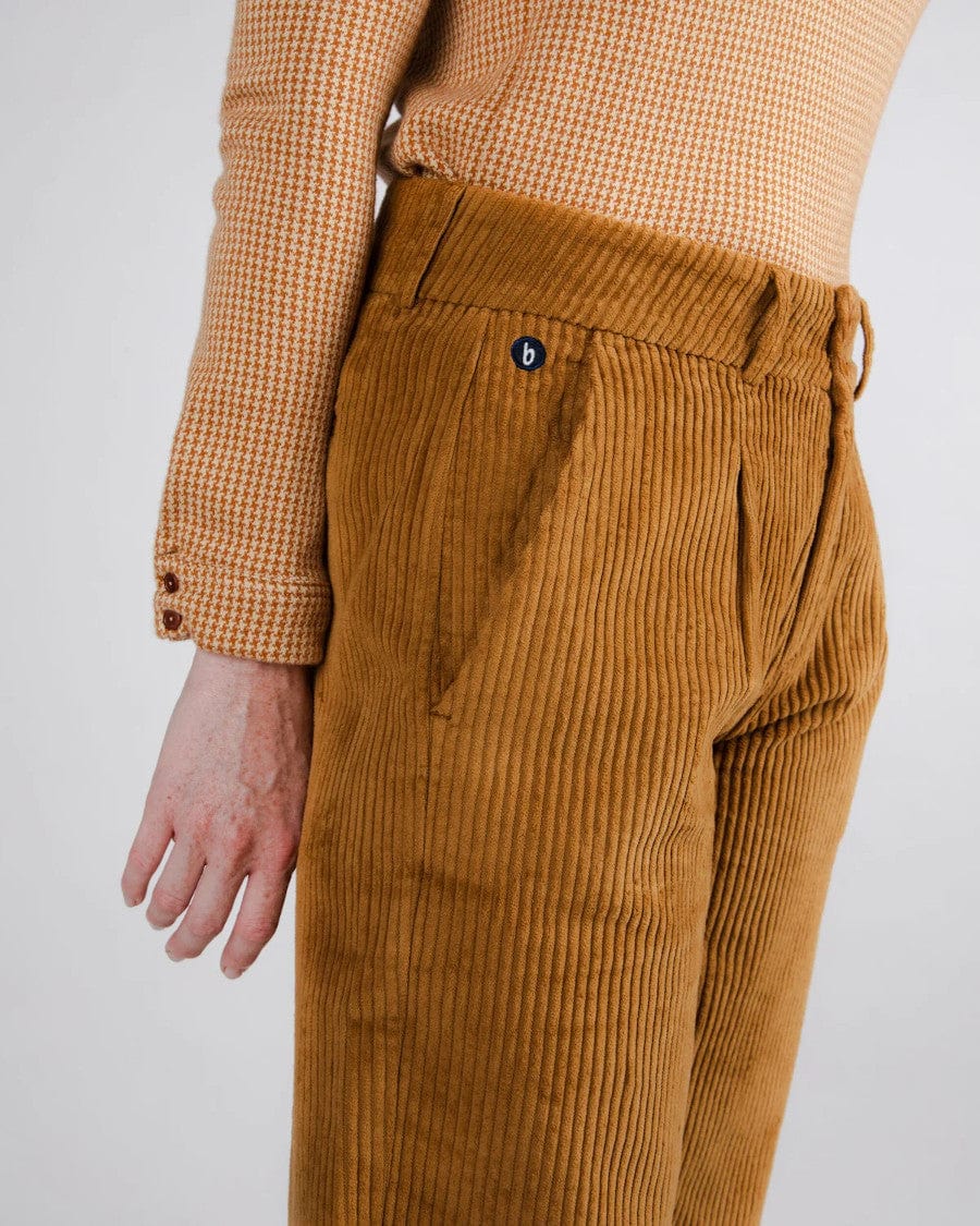 Corduroy Pleated Camel Trousers