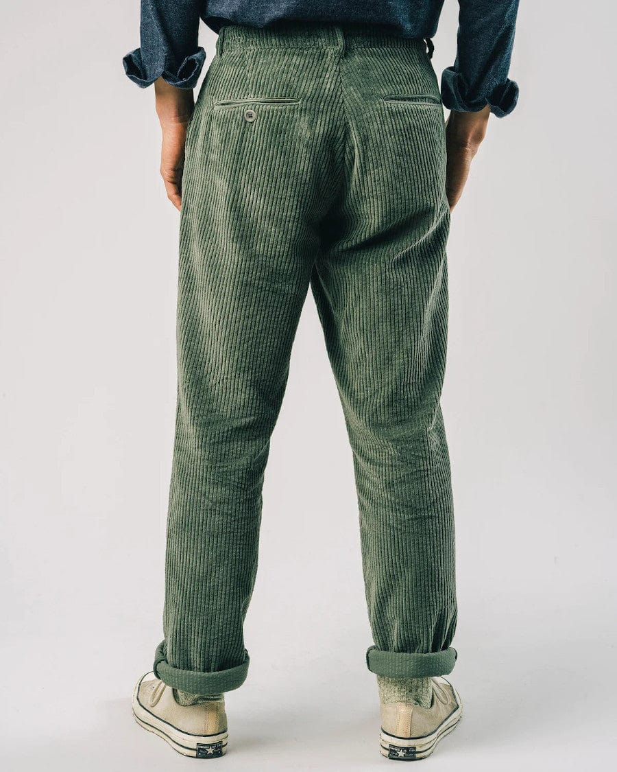 Corduroy Pleated Green Chinos