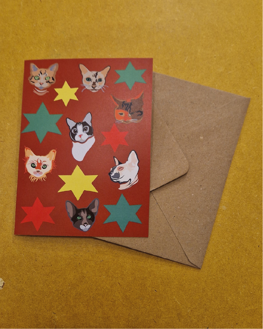 5 Pack 69b Cats Christmas Star Card