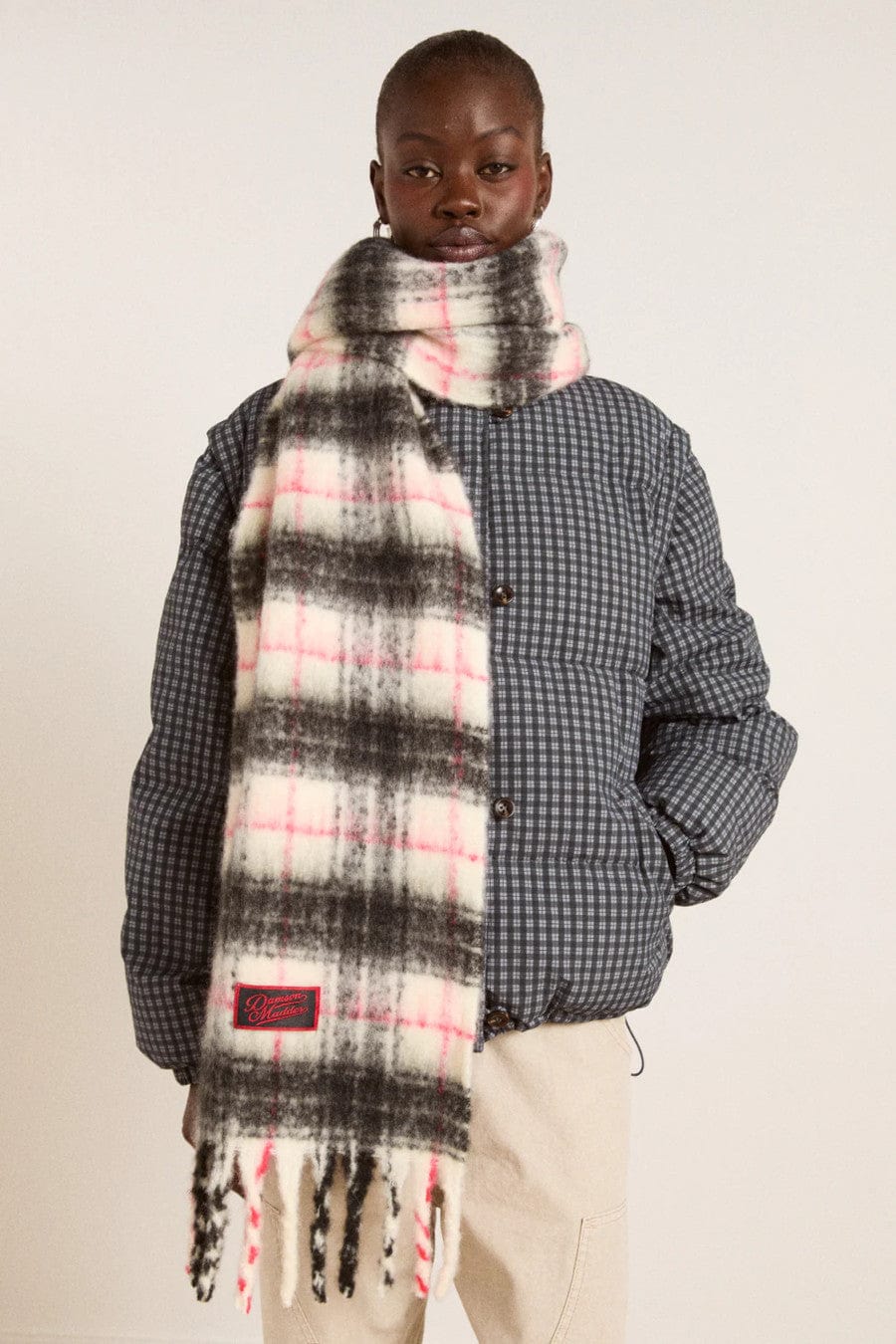 Brushed Oversized Scarf Butter Check