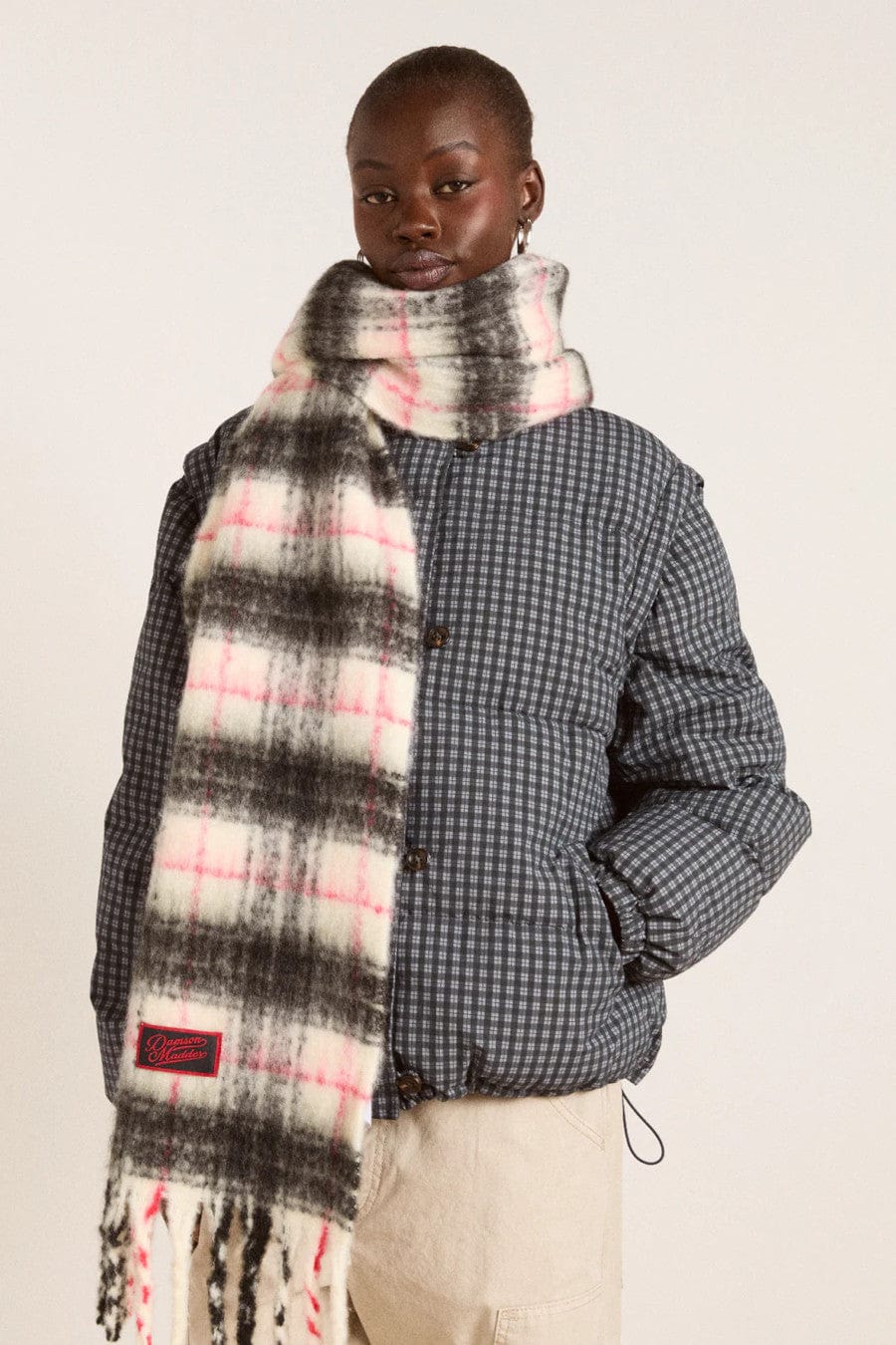 Brushed Oversized Scarf Butter Check