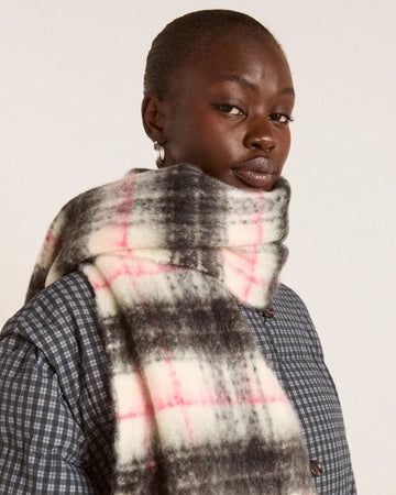 Brushed Oversized Scarf Butter Check