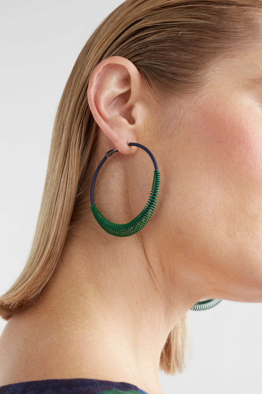 Solf Hoop Earrings Vine Green