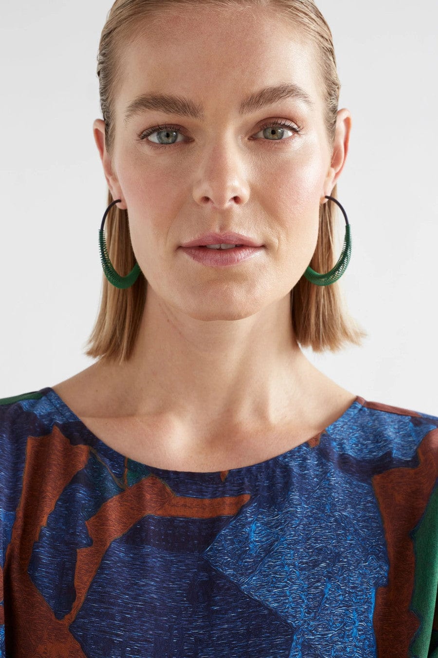 Solf Hoop Earrings Vine Green