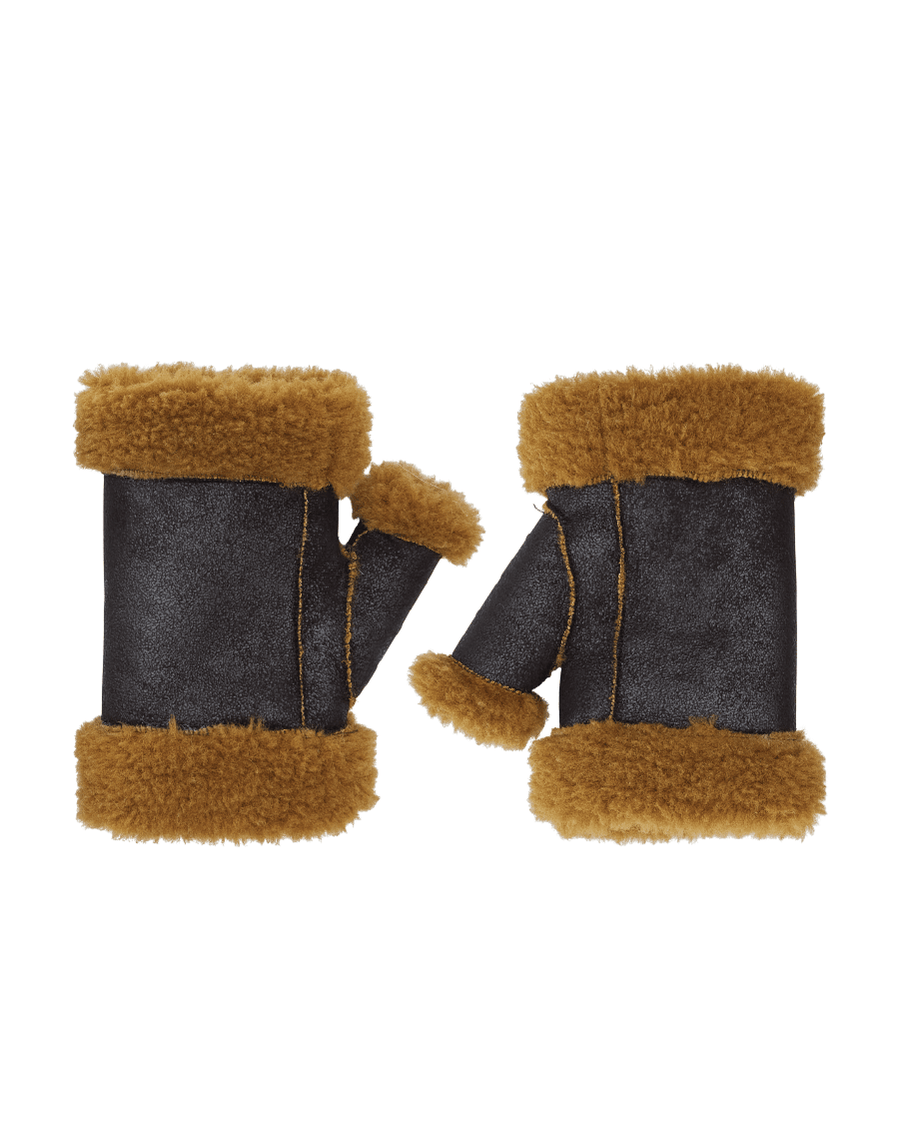 Sandy Shearling Gloves Black/Avocado