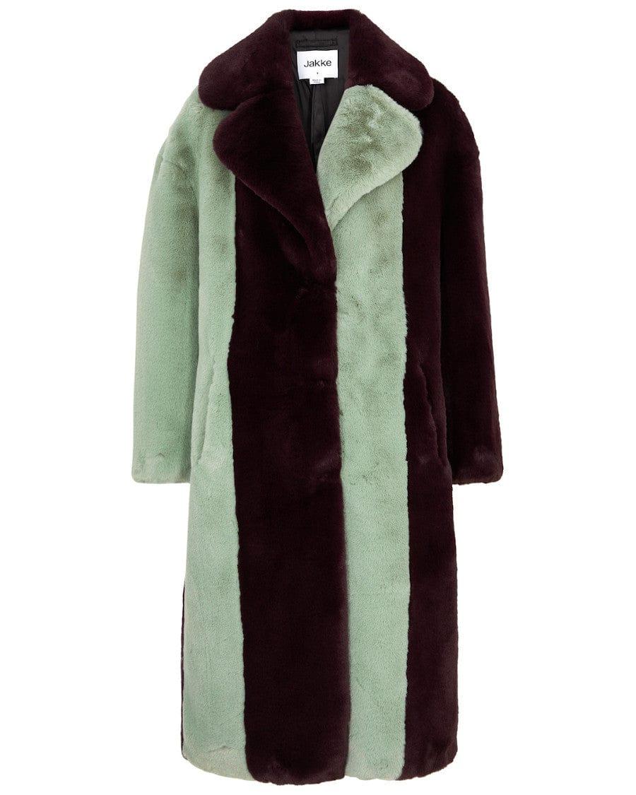 Katie Long Coat Burgundy and Mint Stripe