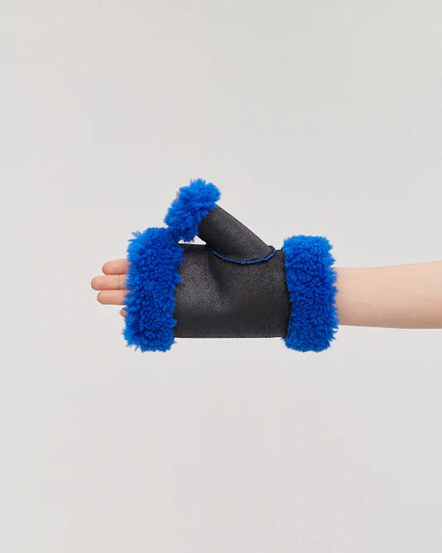 Sandy Shearling Gloves Blue Black