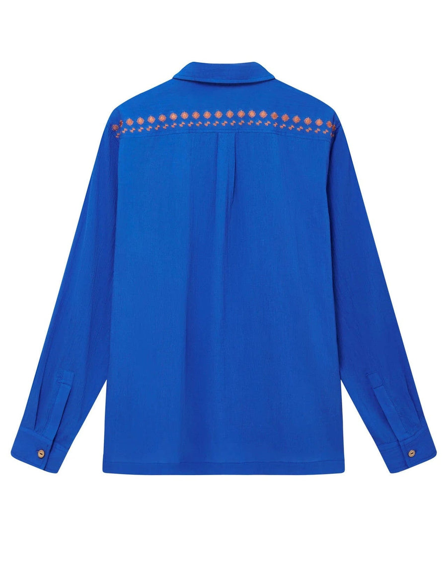 Nile Shirt Sapphire Blue Embroidery