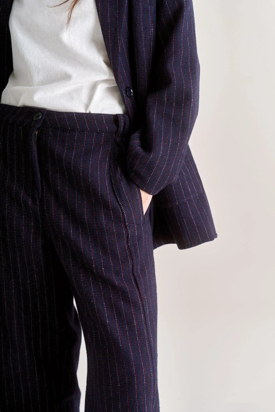 Maddie Trousers Navy Stripe