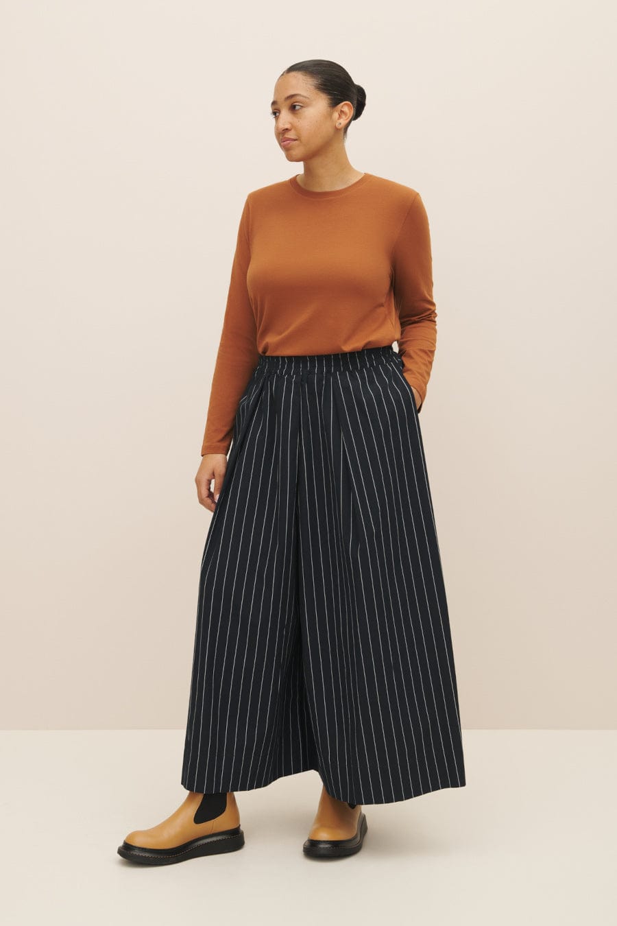 Anthea Trousers Navy Pinstripe
