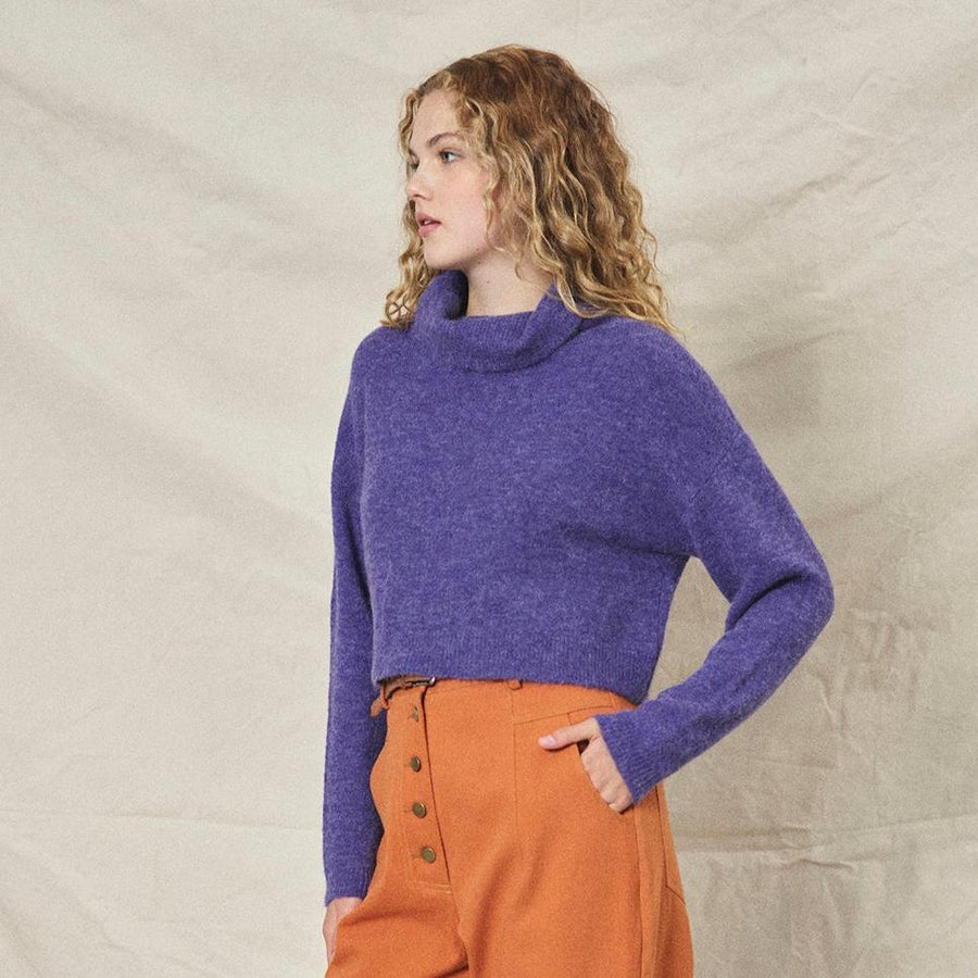 Alpaca Cropped Rollneck Purple