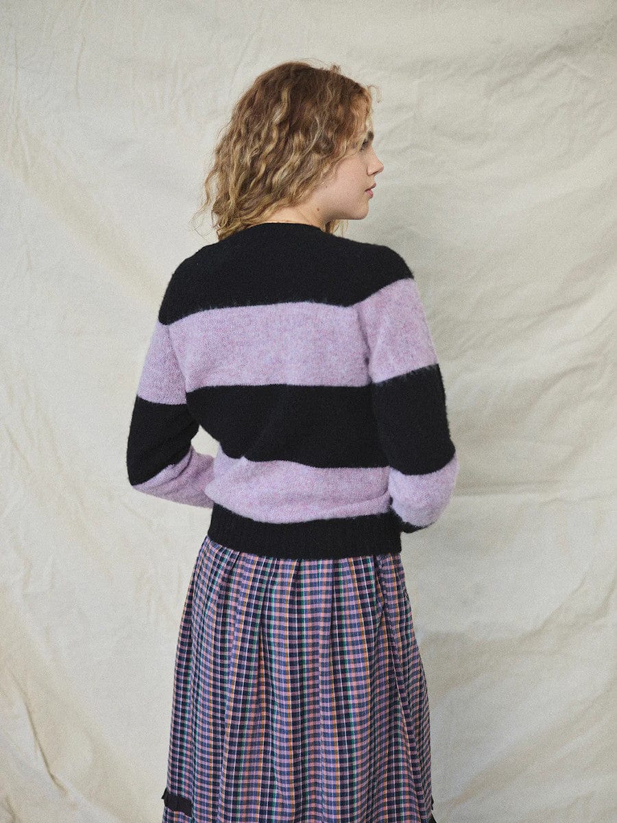 Brushed Stripe Jumper Black/Lilac