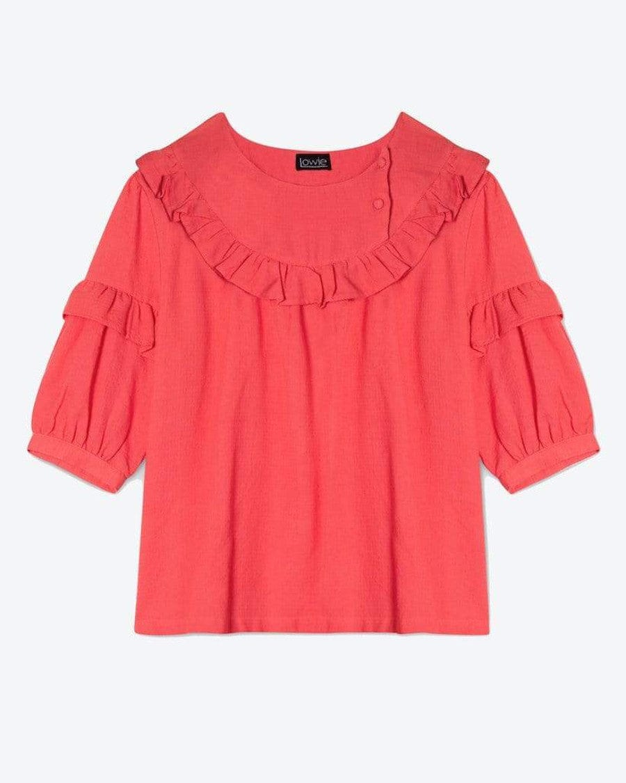 Pink Textured Frill Yoke Blouse