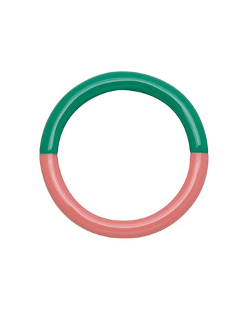 Double Enamel Ring Green / Coral