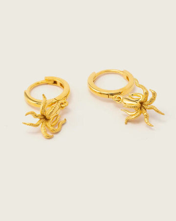 Octopus Huggie Earrings Gold