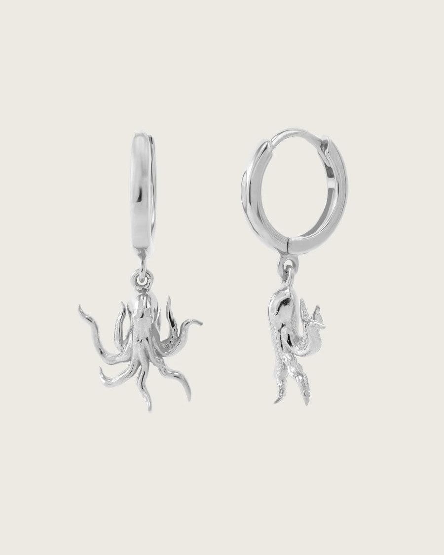 Octopus Huggie Earrings Silver