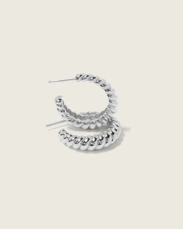 Twist Hoop Earrings Silver