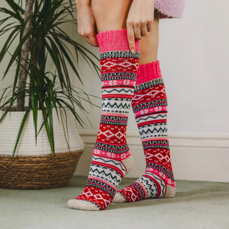 Ida Knee High Socks Red