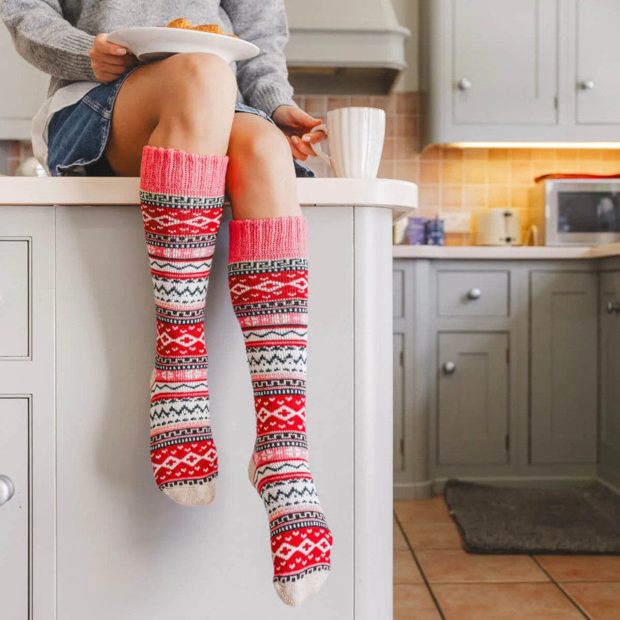 Ida Knee High Socks Red