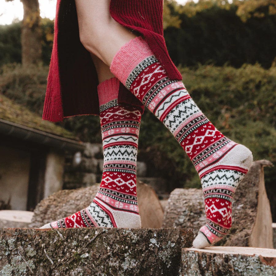 Ida Knee High Socks Red