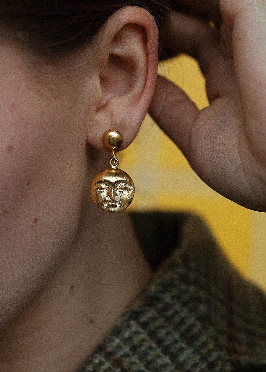 Moon Face Drop Earrings