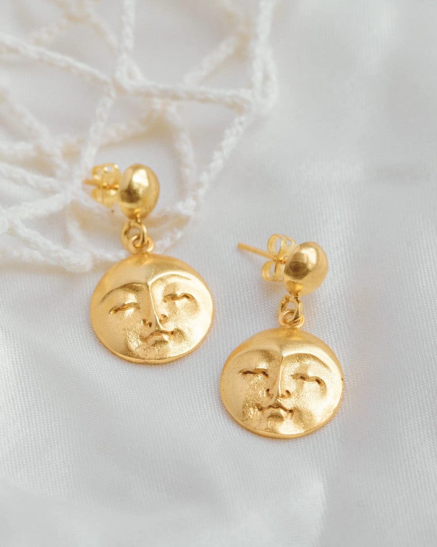 Moon Face Drop Earrings