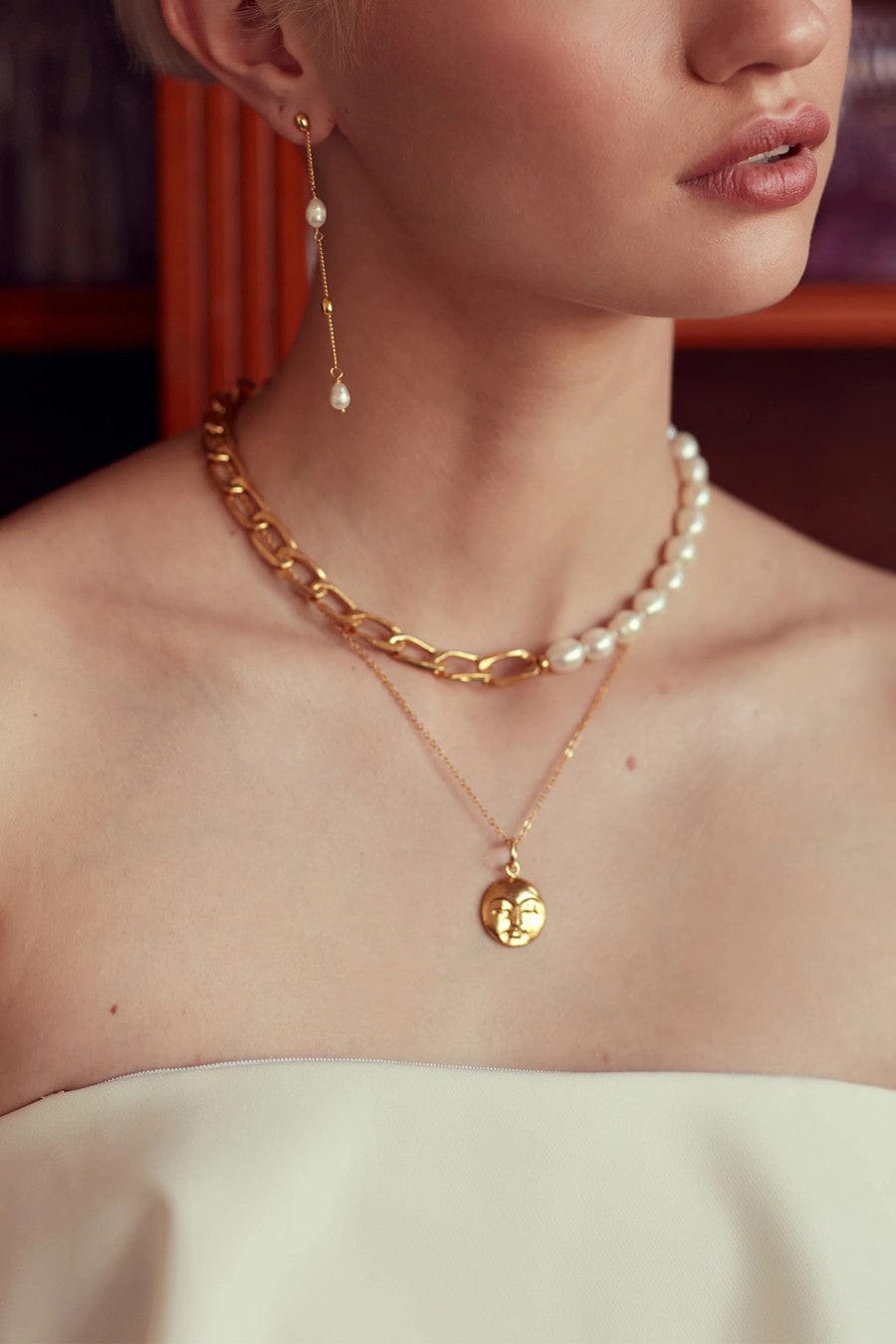 Moon Face Pendant Necklace